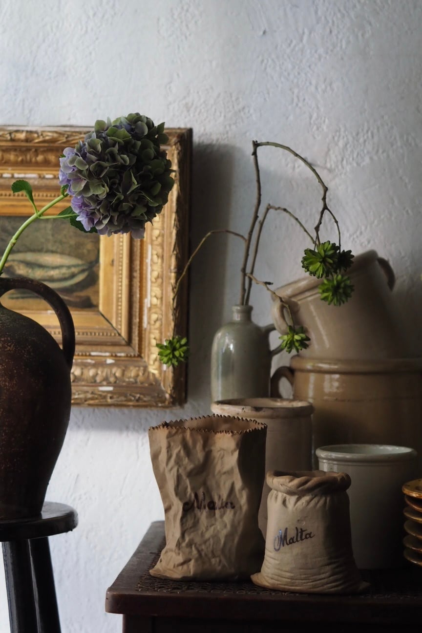 マルタ島の紙袋、を模した陶器ペア-pair vintage pottery vase