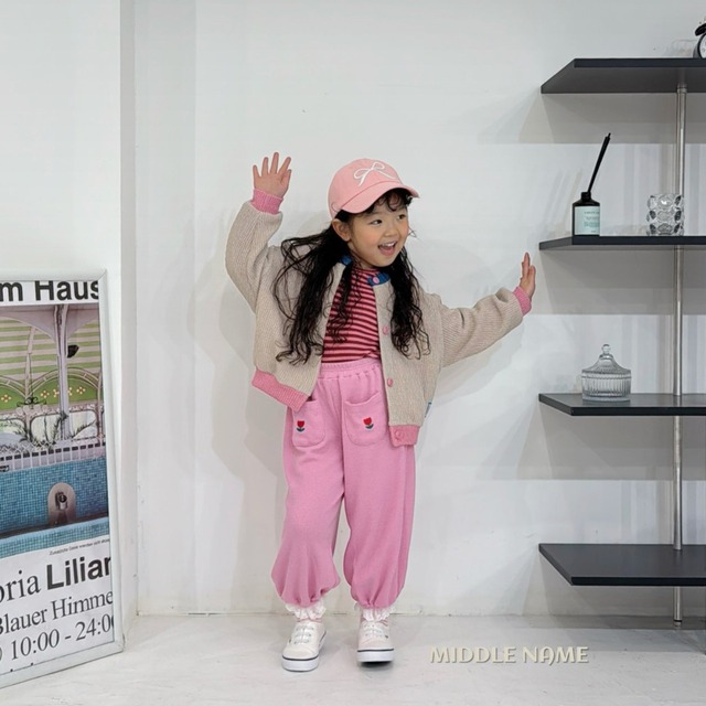 《送料無料》予約:配色ブロックカーディガン【MIDDLENAME】※ジュニアサイズ