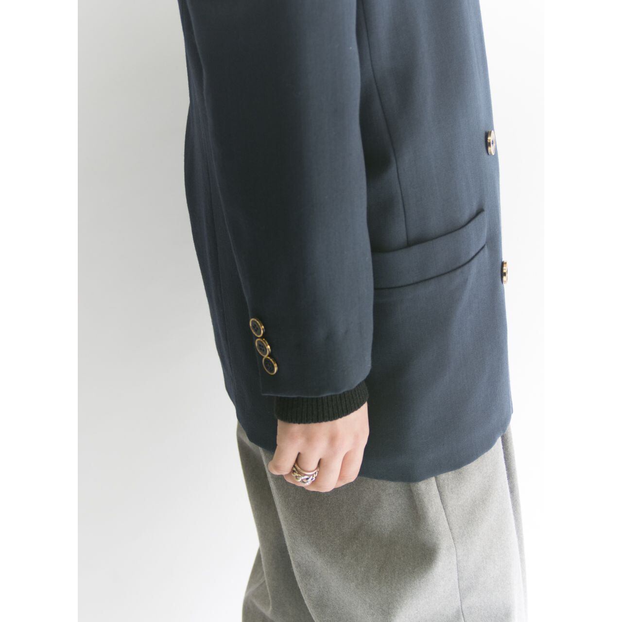 【mila schon】Made in Italy collarless Jacket（ミラ ショーン イタリア製 ノーカラージャケット ダブル）