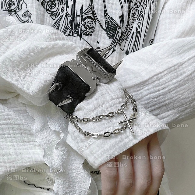 ライブ 小物アクセサリー リストバンド チェーンスタッズ PUフェイクレザー パンクファッション