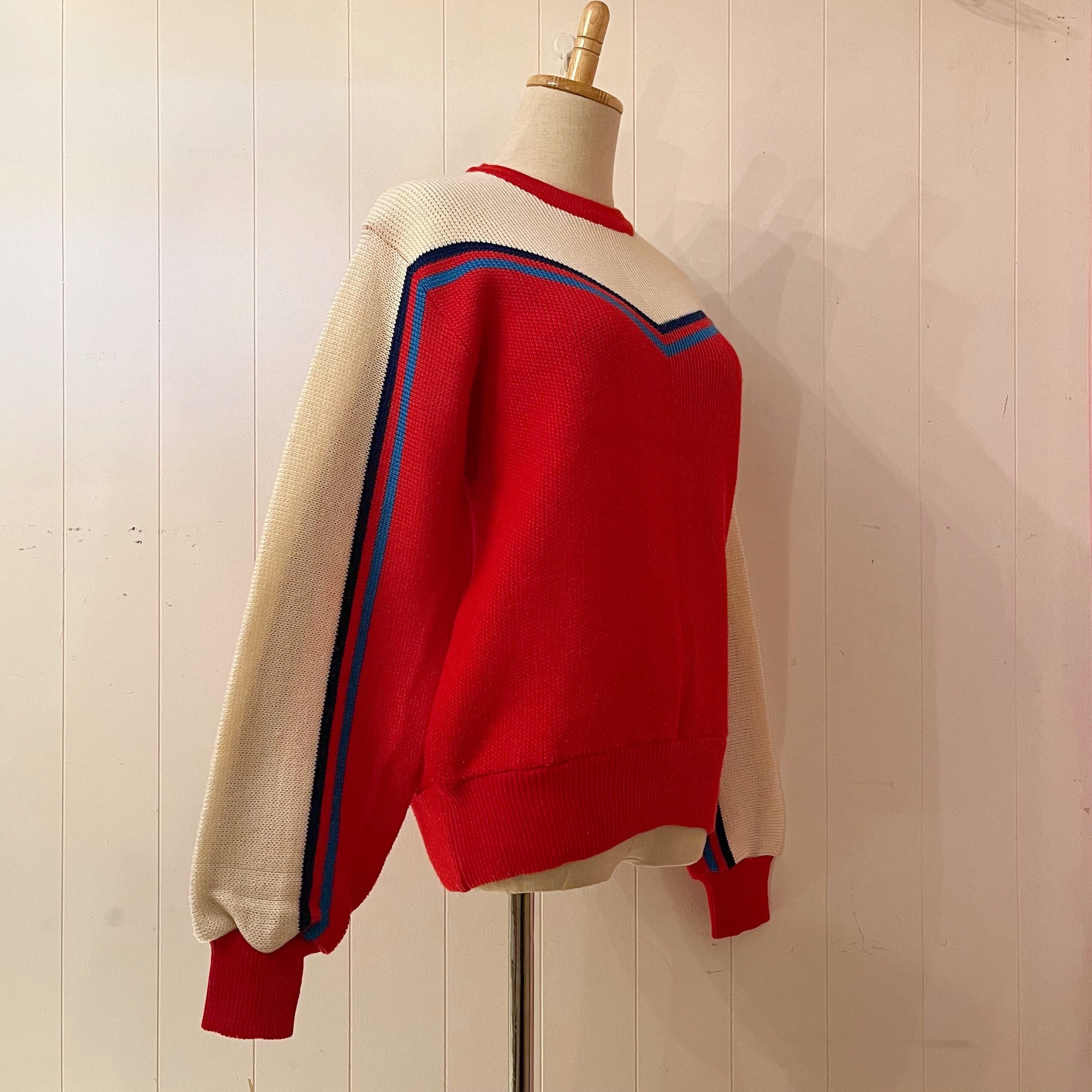 red white line jersey knit po