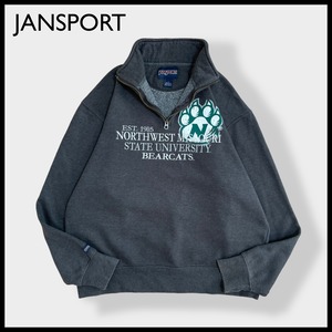 【JANSPORT】カレッジロゴ メキシコ製 ノースウェストミズーリ州立大学 NORTHWEST MISSOURI STATE UNIVERSITY バスケットボール 刺繍ロゴ プリント ハーフジップ スウェット プルオーバー L ジャンスポ  US古着