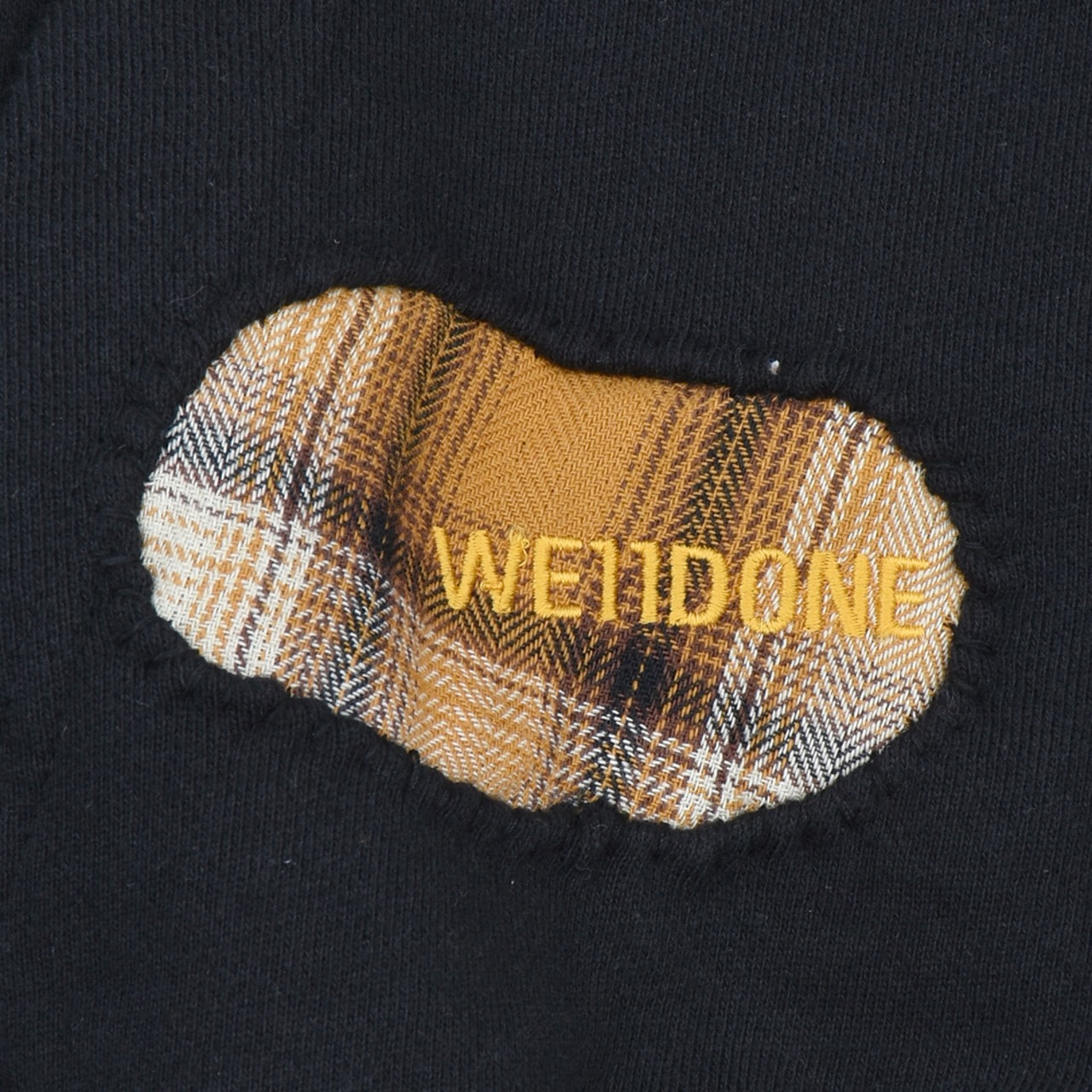 【WE11DONE】BLACK REPAIRED ZIP-UP HOODIE - 7