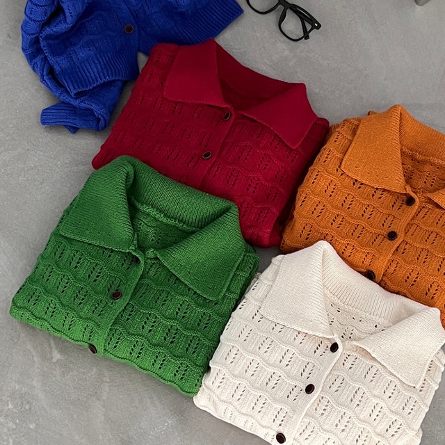 collared button-front cardigan　J00063