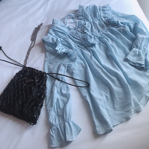 2Way Romantic blouse /light blue（即納商品）