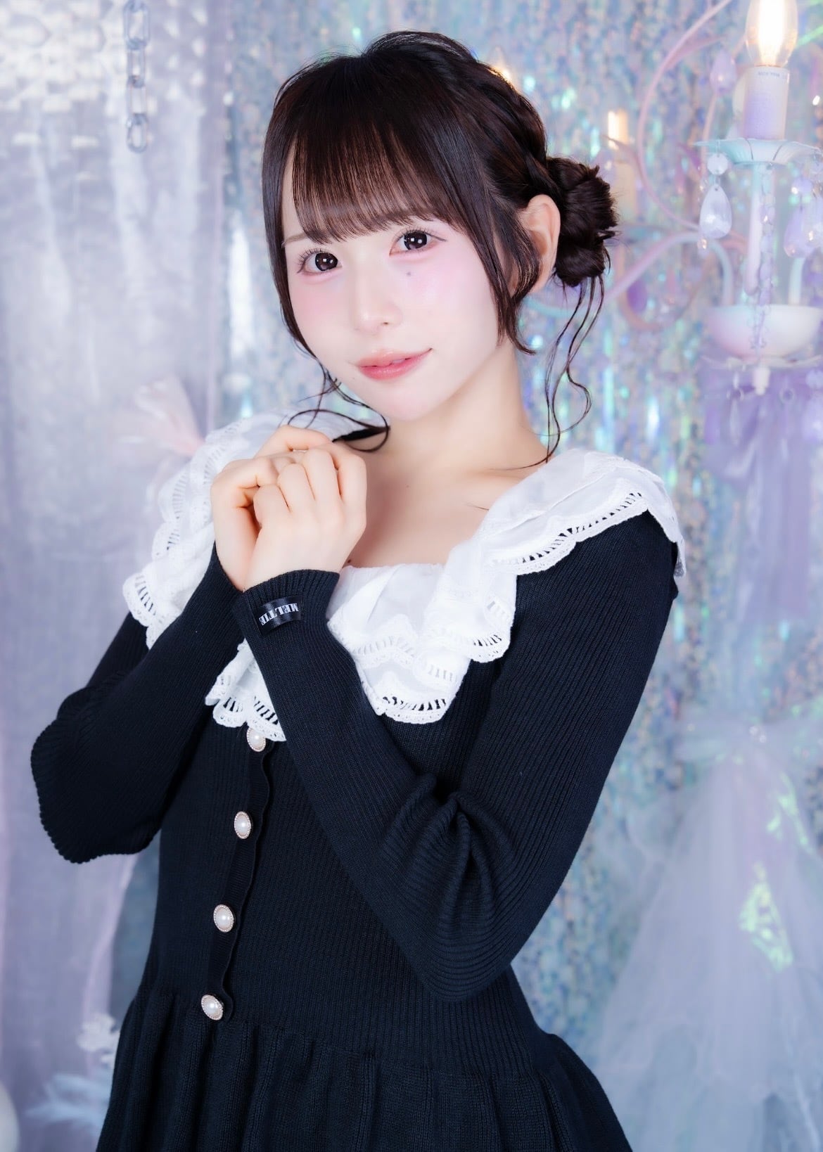frill collar peplum knit