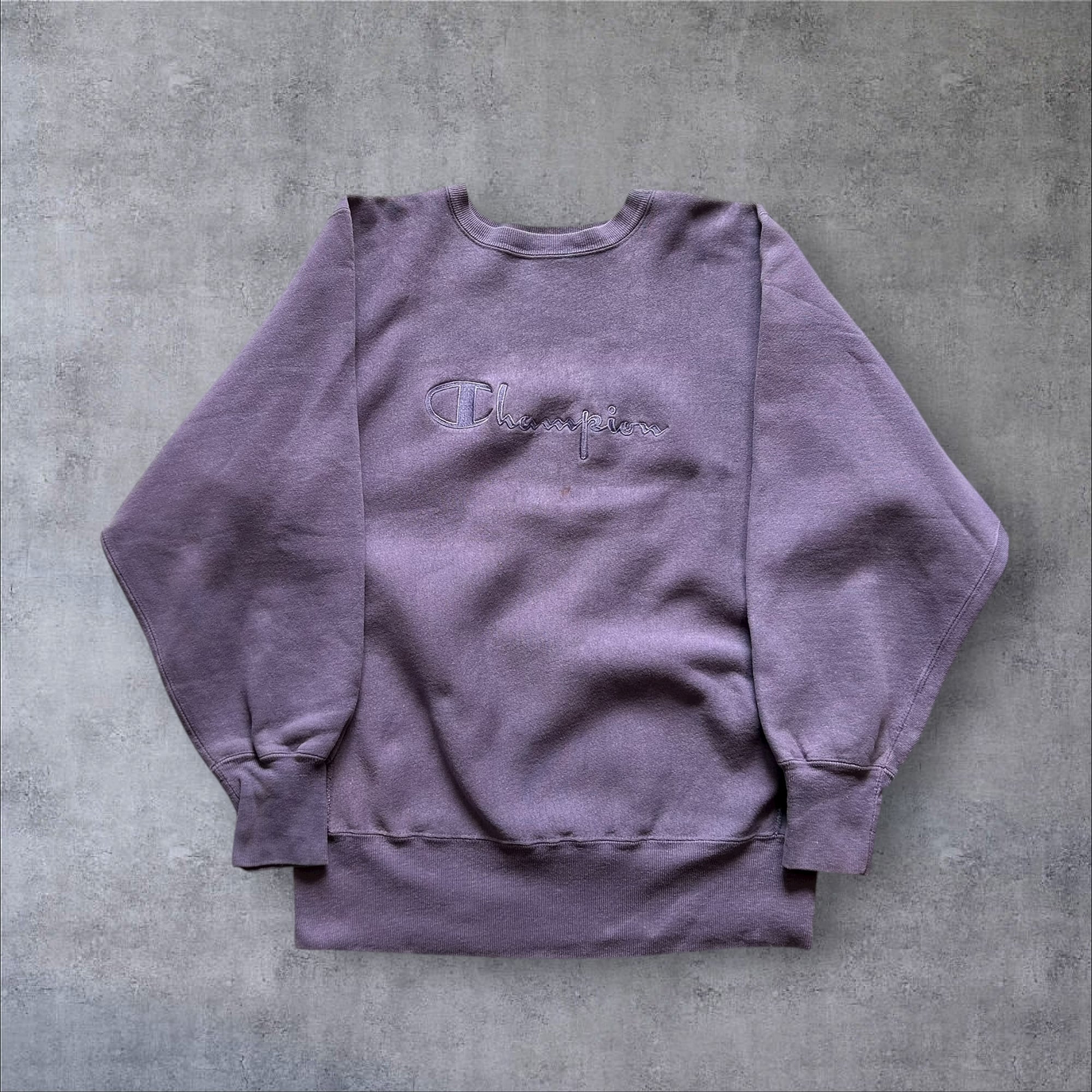 1990s Champion Script Logo R/W Sweat "Light Purple"【高円寺店】