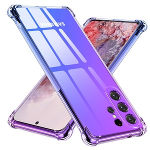 【新着特価】TMUJWS Galaxy S23 Ultra ケース シリコン クリア グラデーション ソフトケース 薄型 軽量 SC-52D ケース/SCG20 ケース 耐衝撃 全面保護 tpu 四隅空気衝突防止 レンズ保護 擦り傷防止 ストラップホール付き サムスン ギャラクシー s23 ultra 5g ケース 人気 携帯カバー 紫+青 MZ74-49