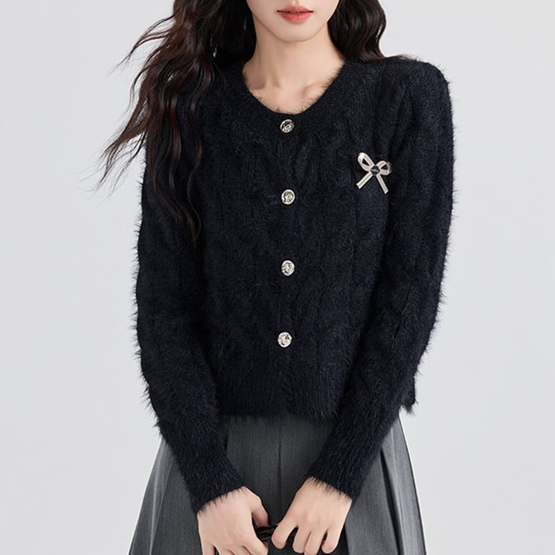 ribbon broach knit cardigan m0901