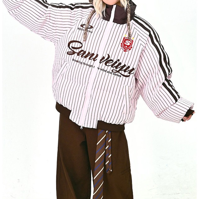 ストライプカレッジロゴスポーティブルゾン 2col R01251