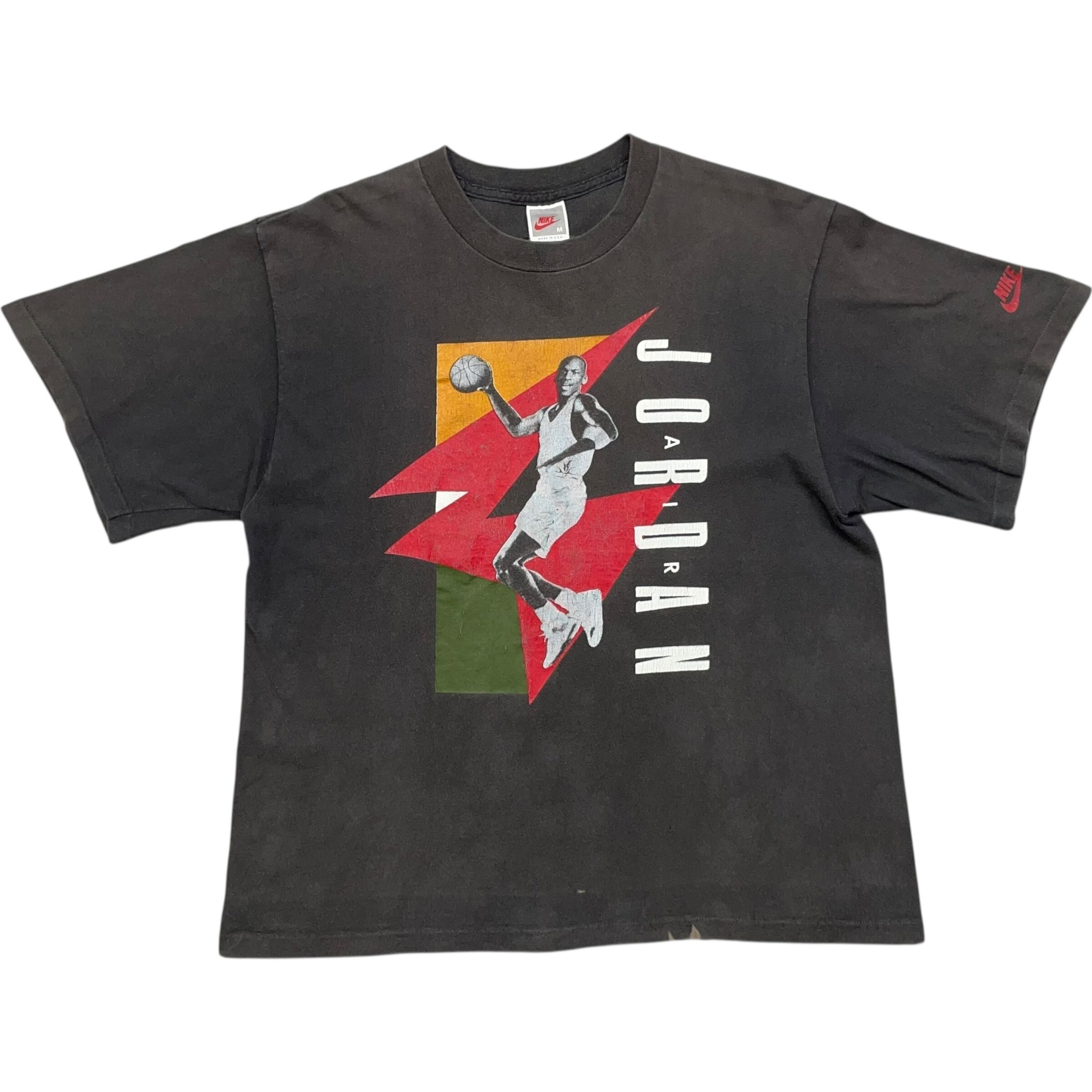 《M》 NIKE ナイキ Tシャツ マイケルジョーダン プリント フェード ブラック USA製 90年代 vintage no.7874