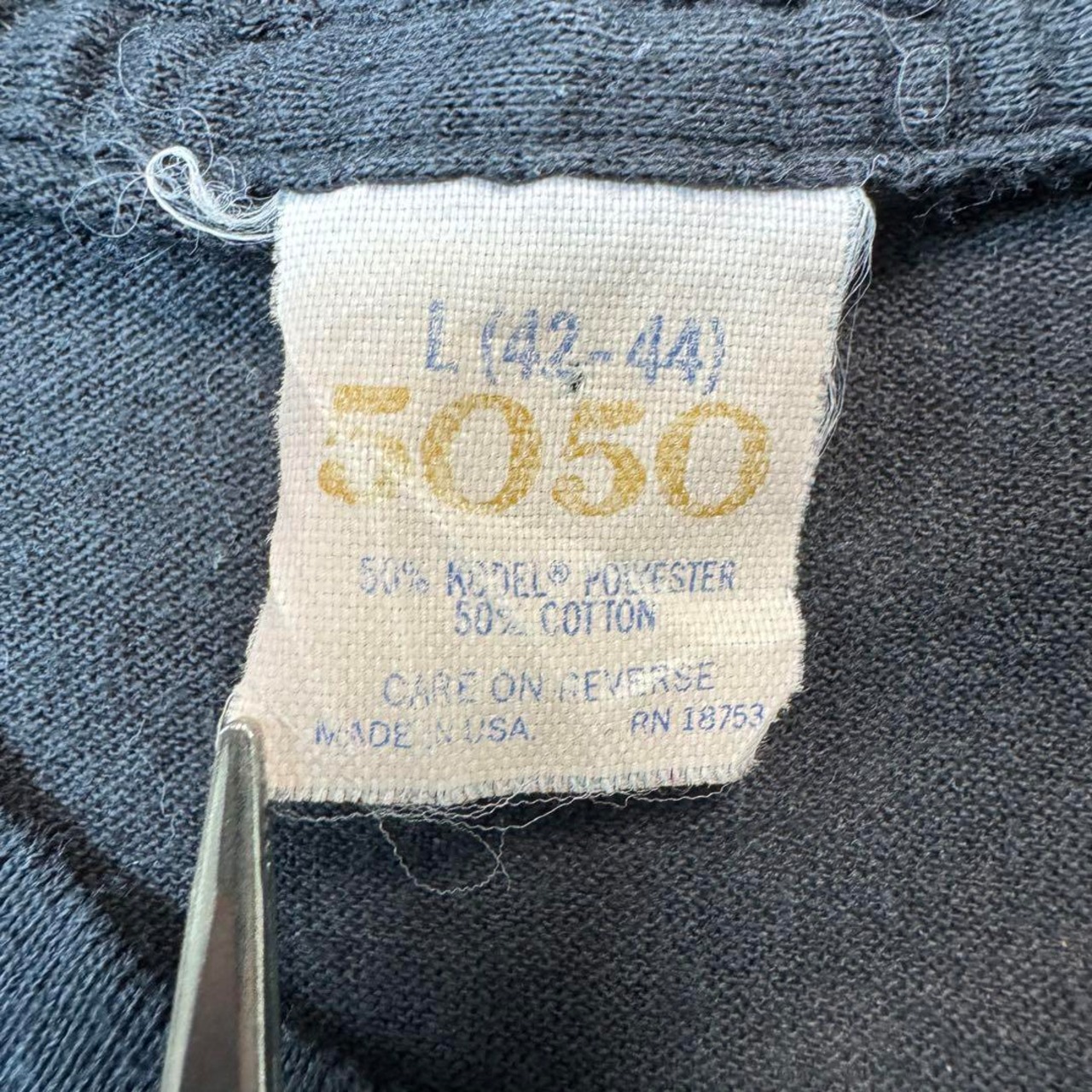 90s Pocket TEE solid 無地Tシャツ USA製 ソリッド ポケT ブラック 袖シングルステッチ - 6