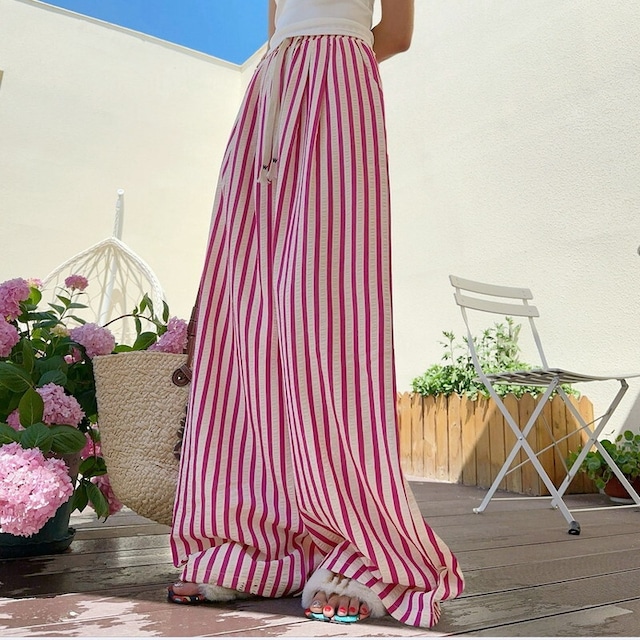 red striped wide-leg pants 10945