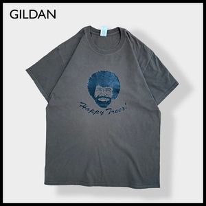 【GILDAN】プリント Tシャツ 人物 顔 アフロ 半袖 LARGE ブラウン us古着