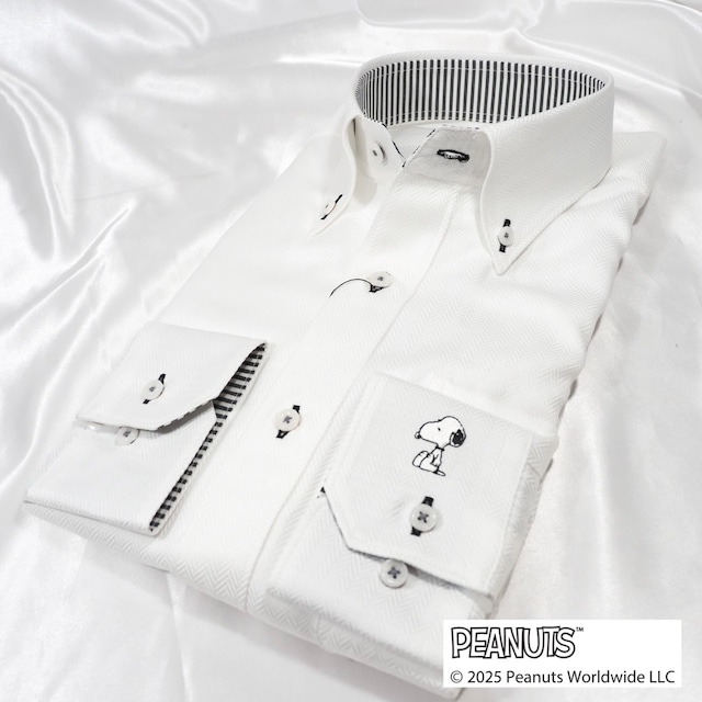 【PEANUTS】スヌーピー刺繍限定ワイシャツ　【LL】