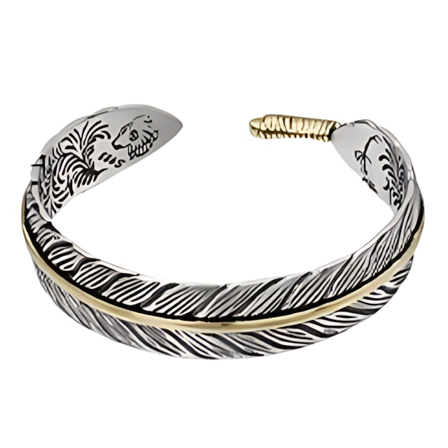 シルバー925　ブレスレット バングル　フェザー　L0223