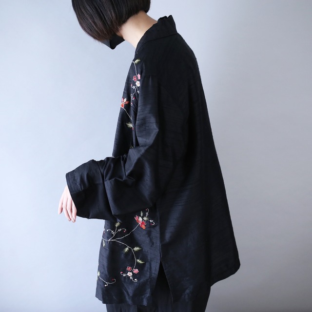 "花×刺繍" many many pattern over wide silhouette open collar shirt