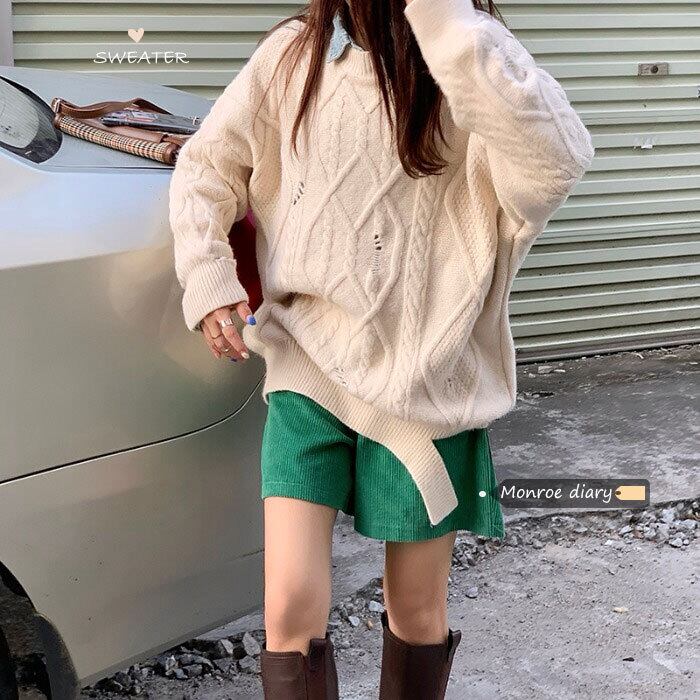 セーター ニットトップス オータムウィンタールーズスタンダードジャケット レトロ 秋物 冬物 モンロー7202186557