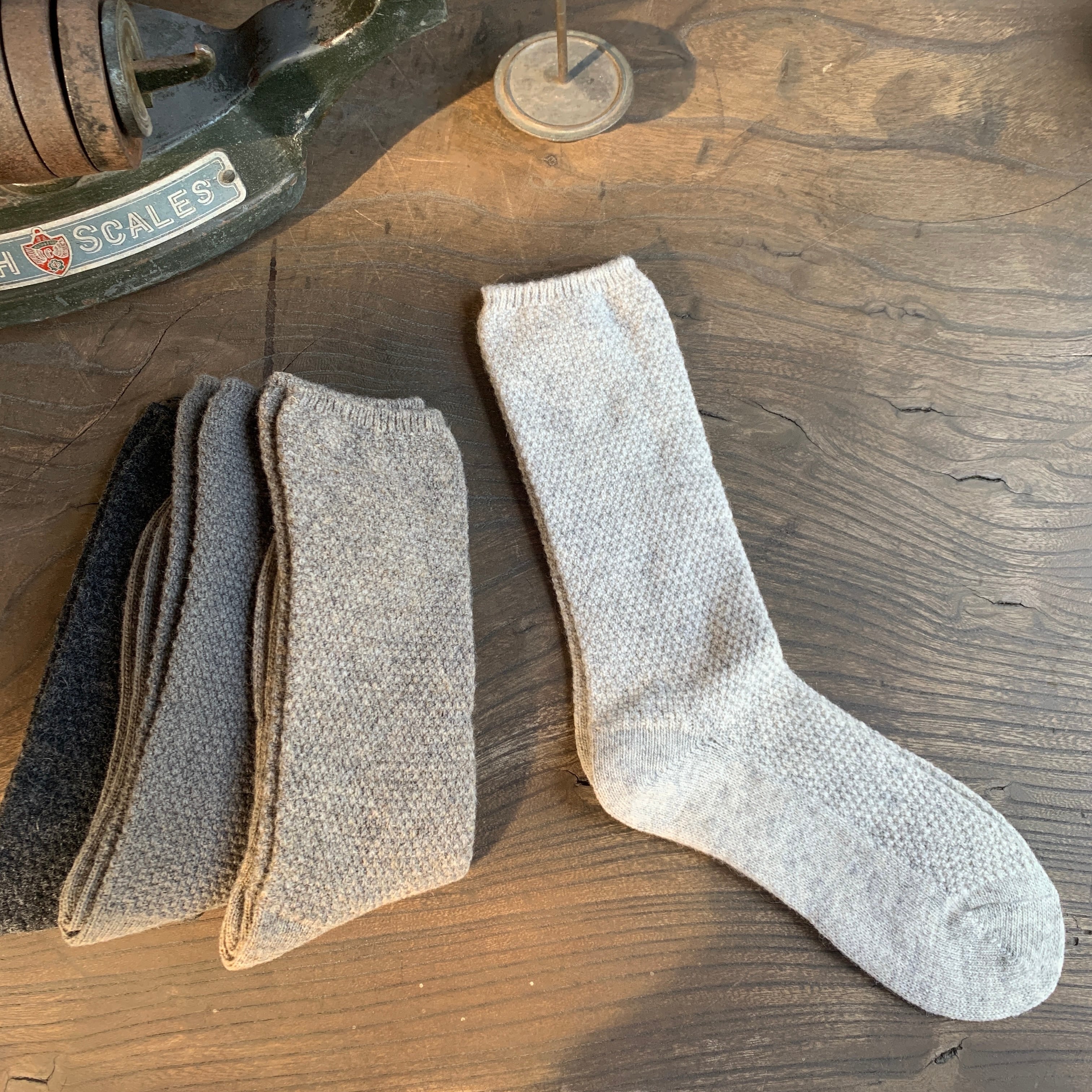 evam eva -wool cashmere moss stitch socks ウールカシミヤ・鹿の子編みソックス
