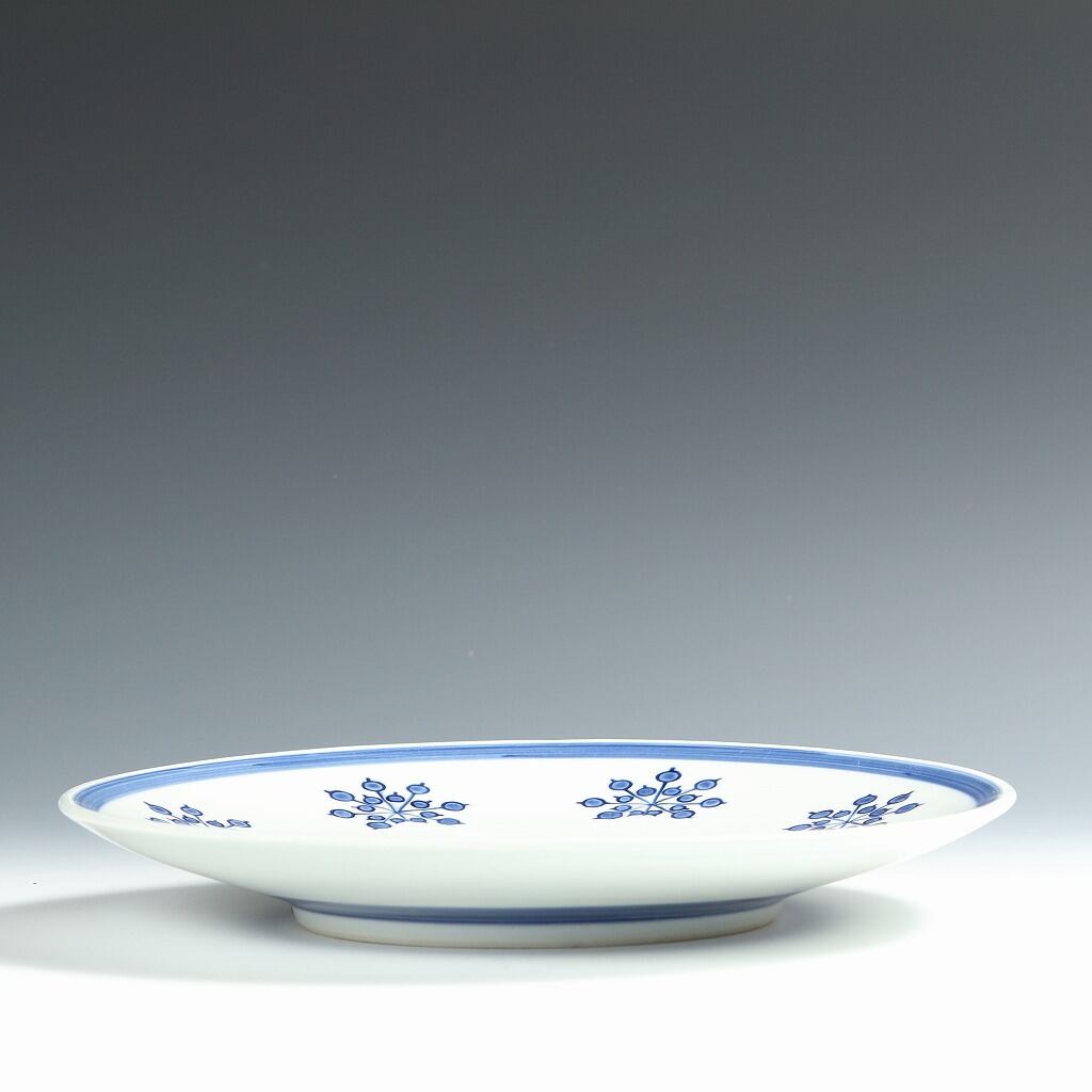 名工 松風栄一｜SYOUFU Eiichi(京都, 1915-1991) 染付印花 九寸 大皿 1