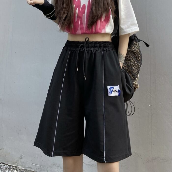 スタイルルーズパンツ レディースジッパーハイウェストウェストショーツ ストリート かわいい ブルマー ケッペル75799747629