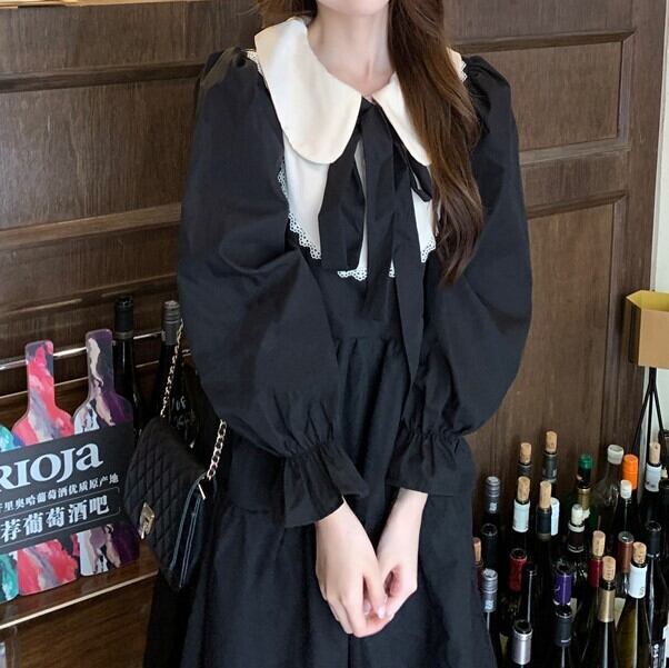 丸襟リボンタイドールワンピース Op0007 Monodoll モノトーンを世界観としたフレンチガーリー 量産型 地雷系 ゴシックファッション通販