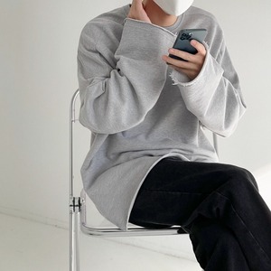oversized crew neck drop shoulder long sleeve t-shirt mr0204