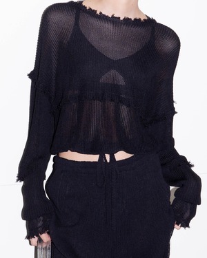 2000s 3.1 Phillip Lim - raw edge cropped sheer knit top