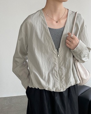 ジップフロントVネックシャツジャケット 3color A1003