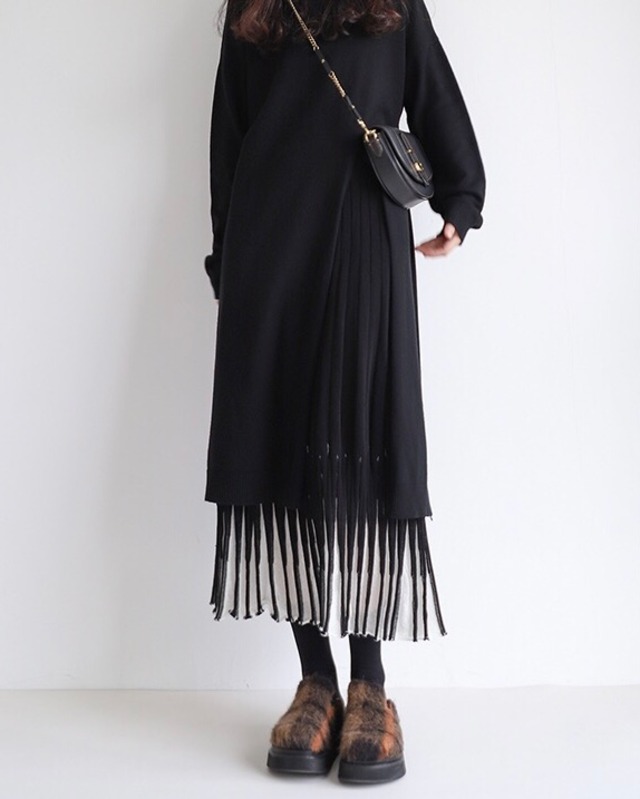 knit pleated skirt　10212