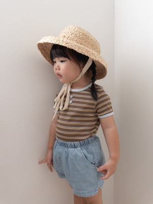 heart button stripe T -kids-