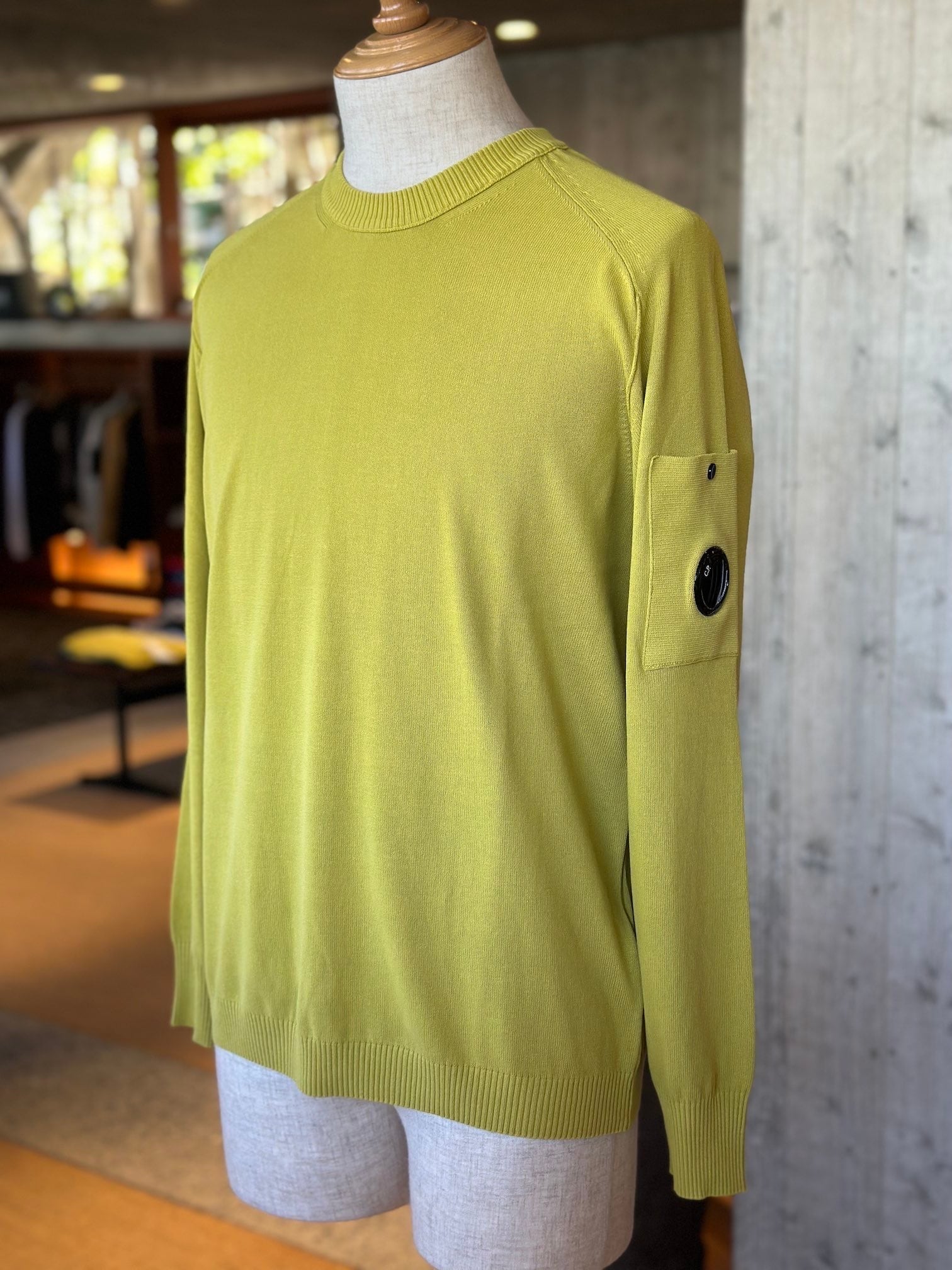 C.P. COMPANY / Cotton Crepe Crewneck Lens Sweater