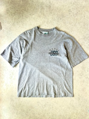 80s Kappa カッパ USA Track & Field Made in Italy グレー サイドパネル プリントTシャツ