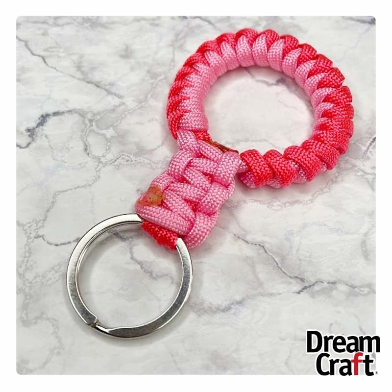 送料無料】パラコードキーリング-ピンク（ローズピンク×ピンク