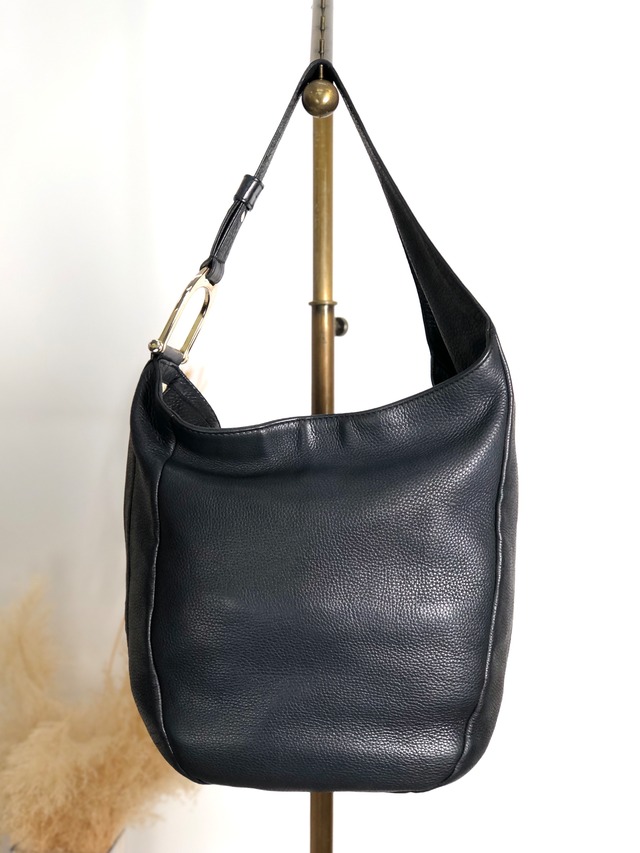 GUCCI グッチ ショルダーバッグ ブラック ロゴ レザー セミショルダーバッグ vintage ヴィンテージ オールド 4wyrtg