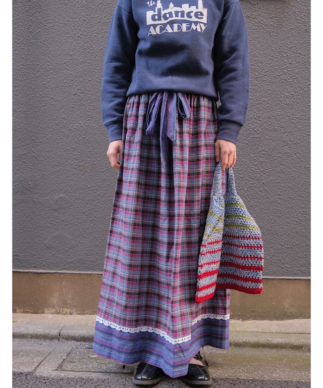 【送料無料】80's-90's european check skirt