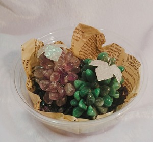 ぶどう（アメジスト・アベンチュリン）　置物（２個セット）