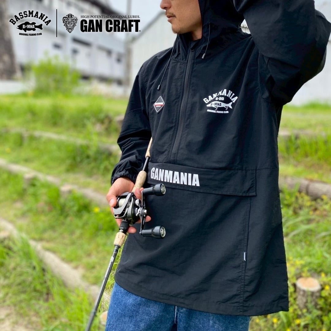 GANCRAFT×BASSMANIA】GANMANIA Logo half zip jacket［BLK］［限定生産