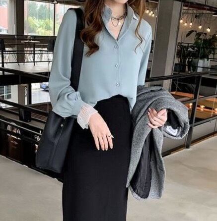 トップス デート シャツ ブラウス 白シャツ 白トップス ミディアム丈