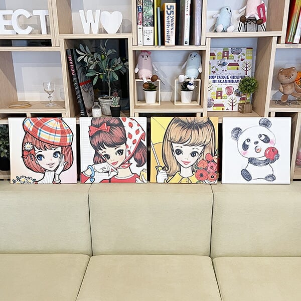 内藤ルネ キャンバスアート ルネガール＜ベレー帽の少女＞ インテリア