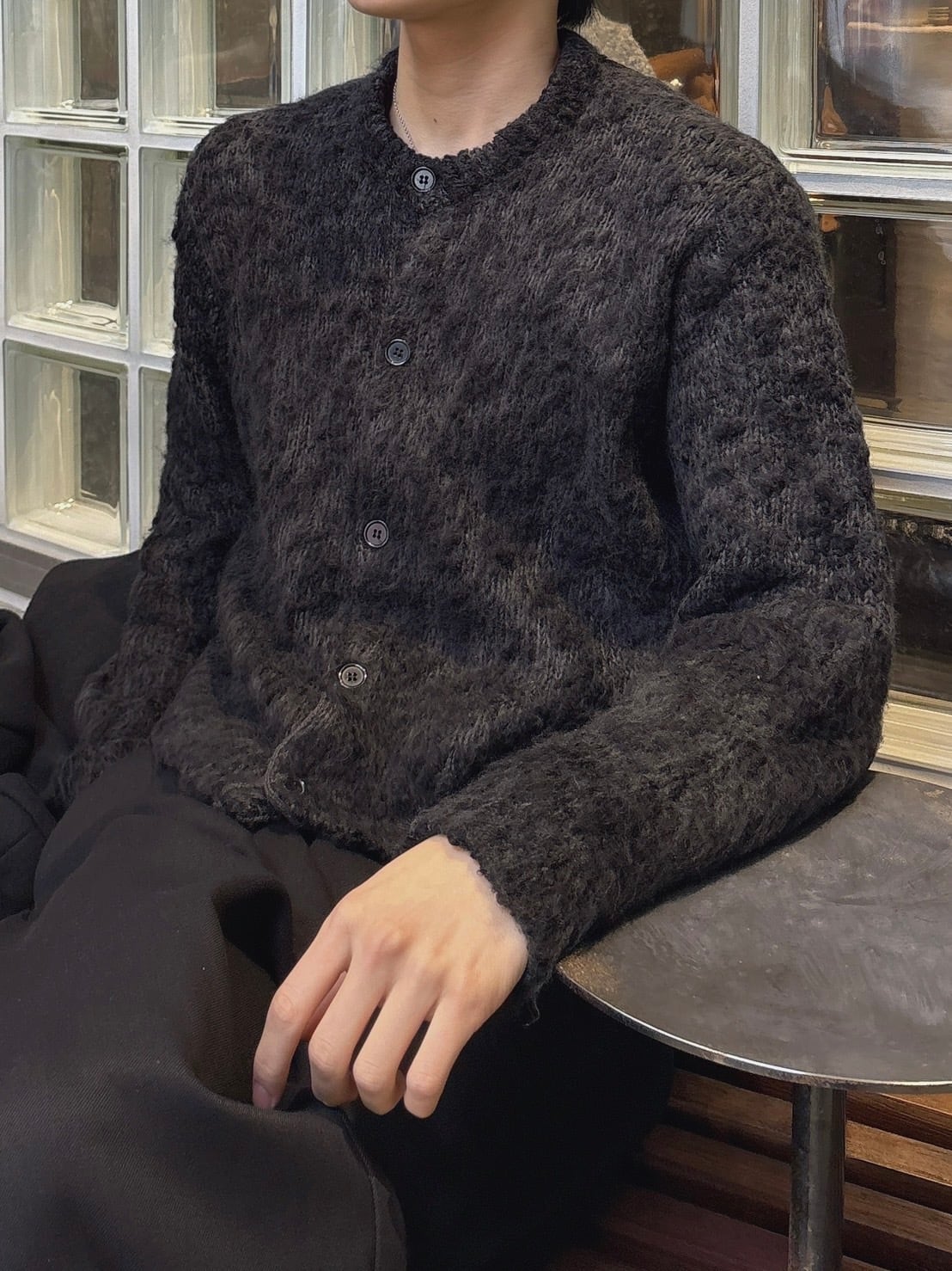 即納】RADIANT Roundneck cropped cardigan | 韓国ファッション