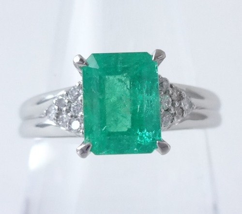 【SOLD OUT】天然エメラルド ダイヤリング プラチナ 1.64ct 0.12ct ~【Good Condition】 Natural Emerald Diamond Ring Platinum 1.64ct 0.12ct~