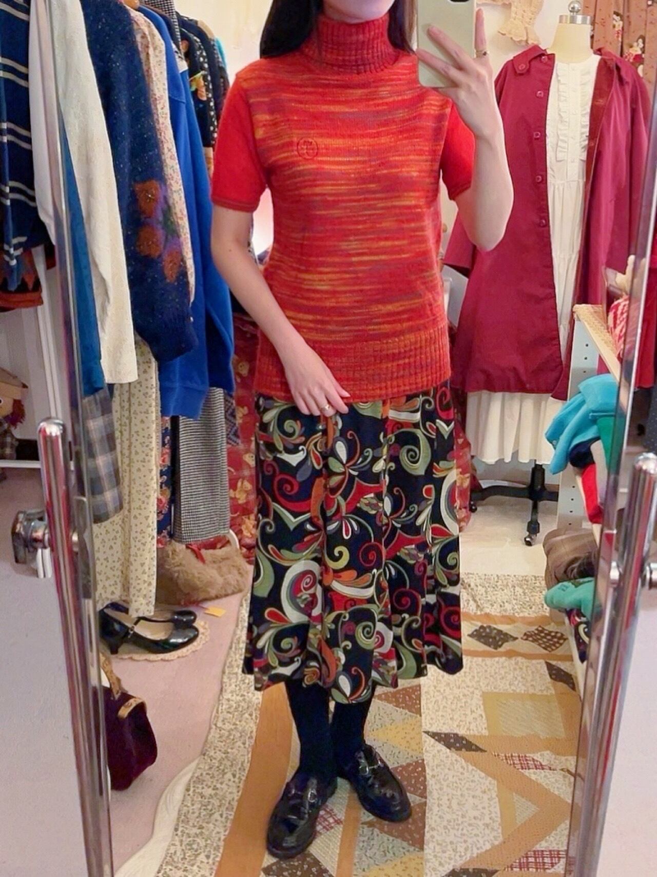 multi color turtle neck knit sweater