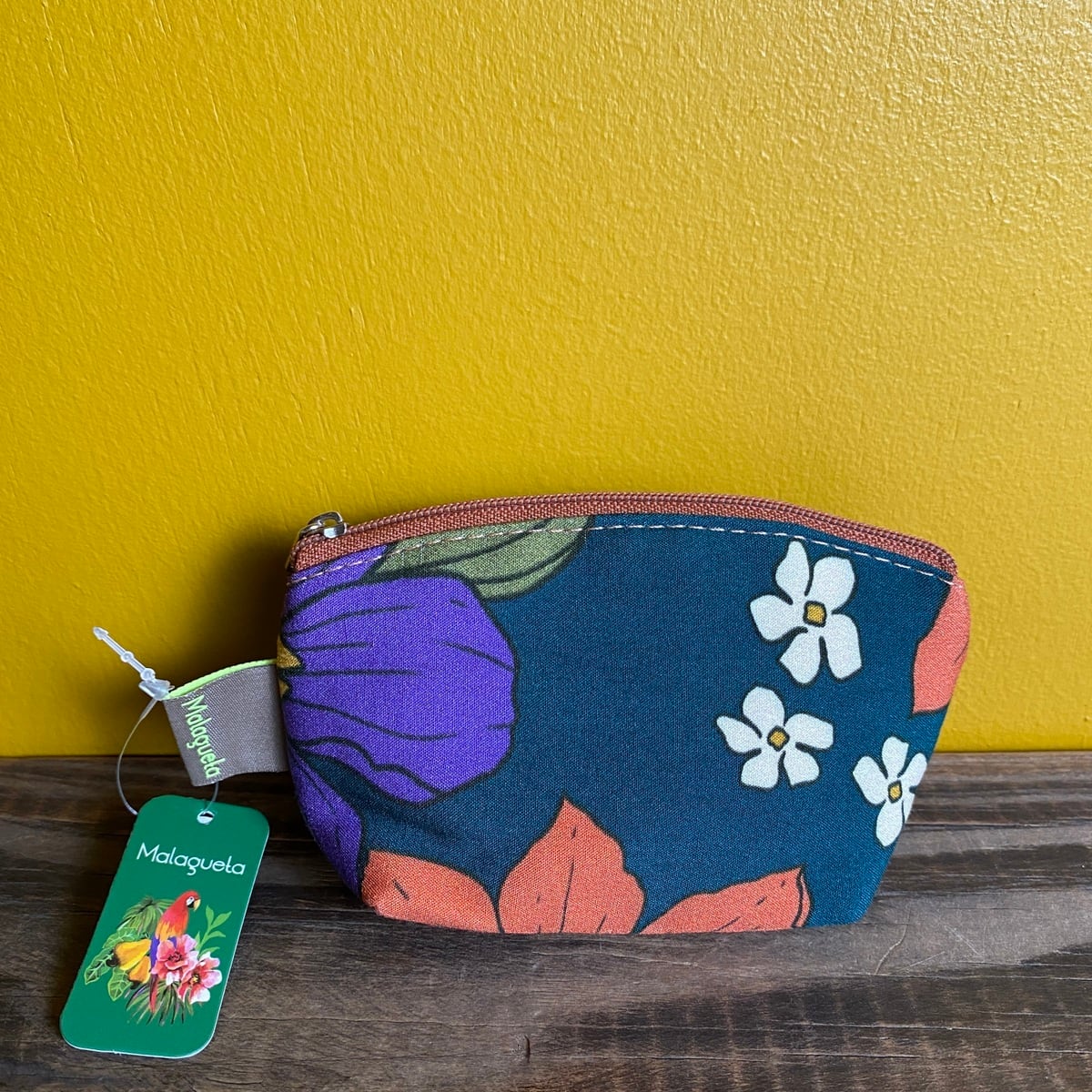 仕切りポシェット✫モカ/淡いブルーのお花柄 バッグ・ポーチ | Coloridas コロリーダス