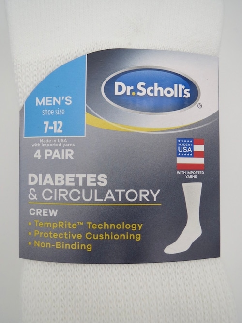 Dr.scholl's MENS DIABETS & CIRCULATORY  CREW 4P SOCKS / WHITE 3