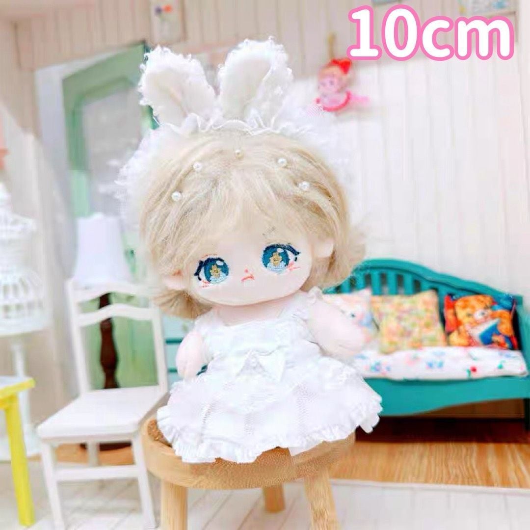 10cm.20cm ぬいぐるみ服 人形 ウエディング風 真っ白ドレス 羽根つき