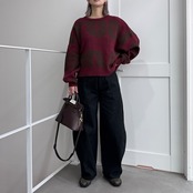 フルロゴWフェイスニットPO/バーガンディ