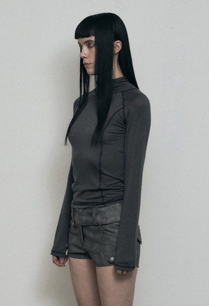 [BOHEMIAN SEOUL] HAIRY WOOL TURTLENECK TEE, CHARCOAL 正規品 韓国ブランド 韓国通販 韓国代行 韓国ファッション bohemseo ボヘミアンソウル