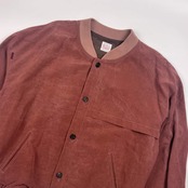 シルク100% Papas パパス ボンバージャケット L/くすみピンク レッド系 メンズ