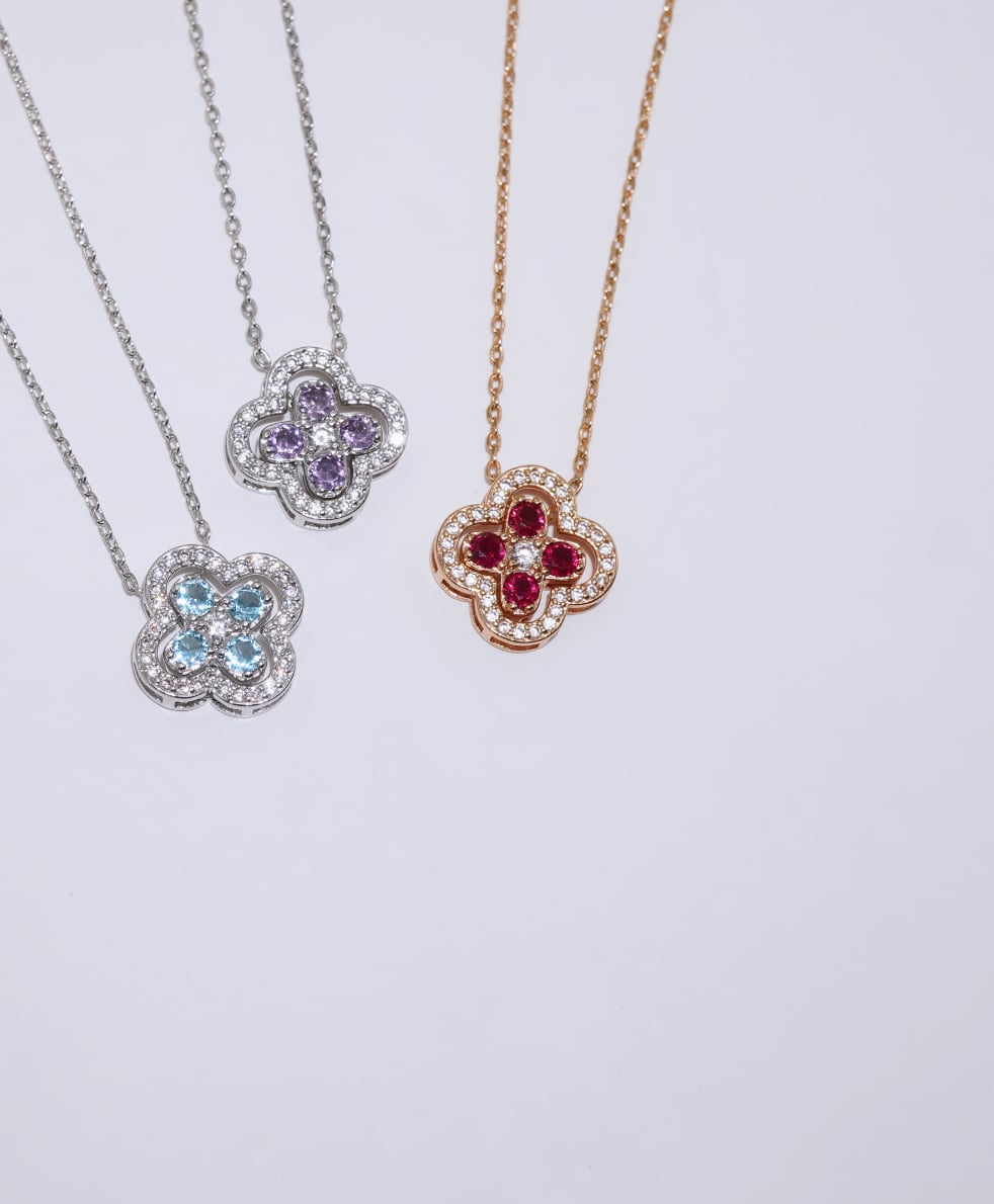 clover flower necklace purple [237] | SASSY ANGEL